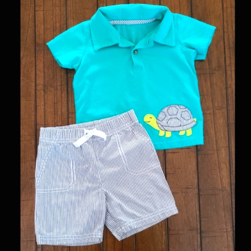 Simple Joys by Carter's, 24 Months, Turtle Polo with Shorts Set